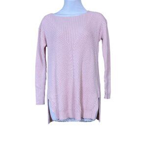 Vince Camuto 3/4 Sleeves Pink Boatneck Textured Rib Knit Pullover Sweater XS